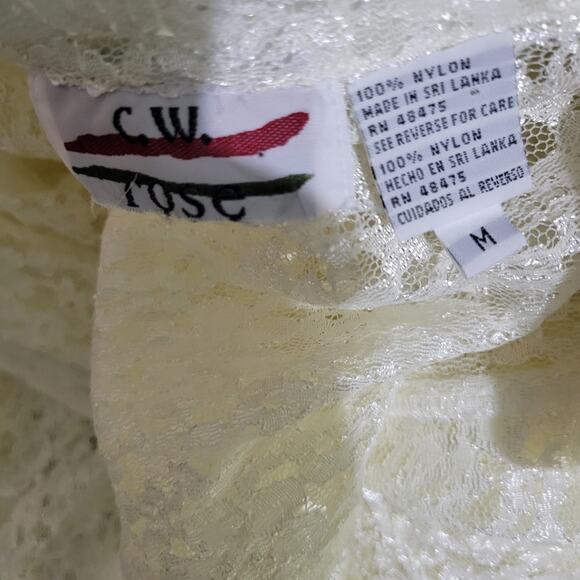 Vintage Lace Midi Dress White Ivory Button Front 80s Sheer Corset Lacing Medium - Picture 7 of 16